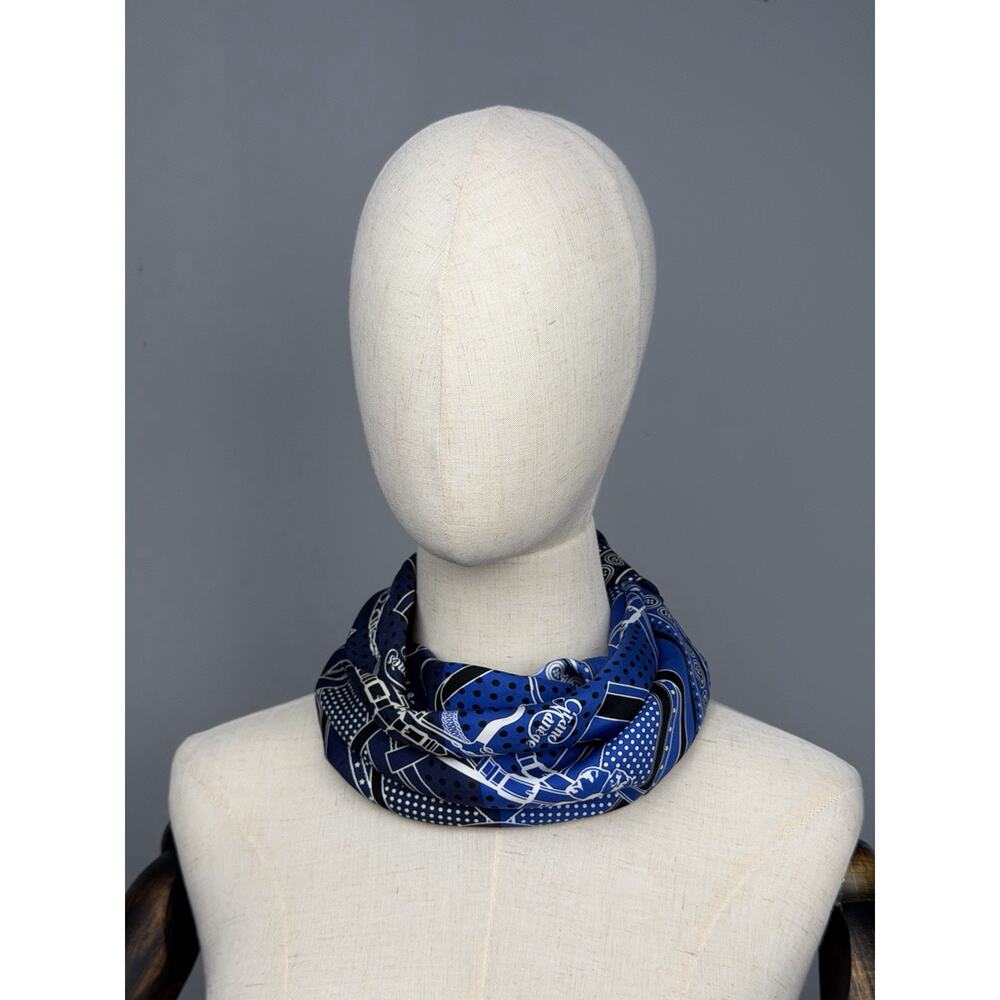 Hermes Buckle Print Bandana in Blue 100% Silk - Picture 2 of 9